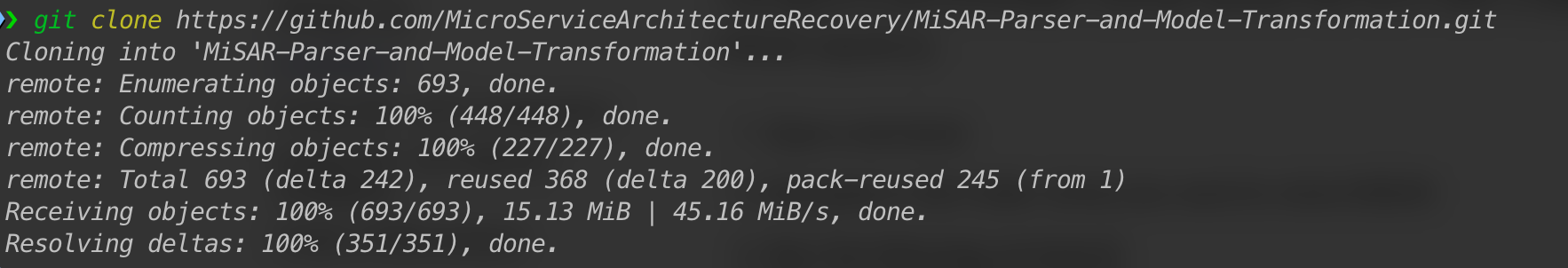 Clone MiSAR using Git