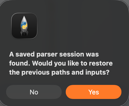 Saved parser session