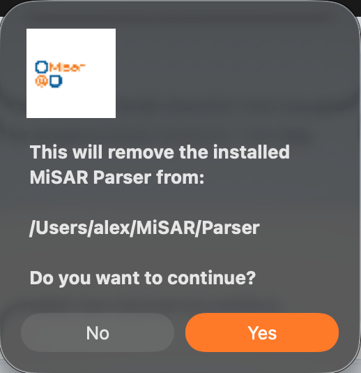 MiSAR uninstall confirmation